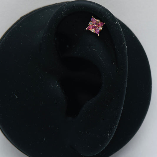 16G 316L Surgical Steel Pink/Purple CZ Stud Earring