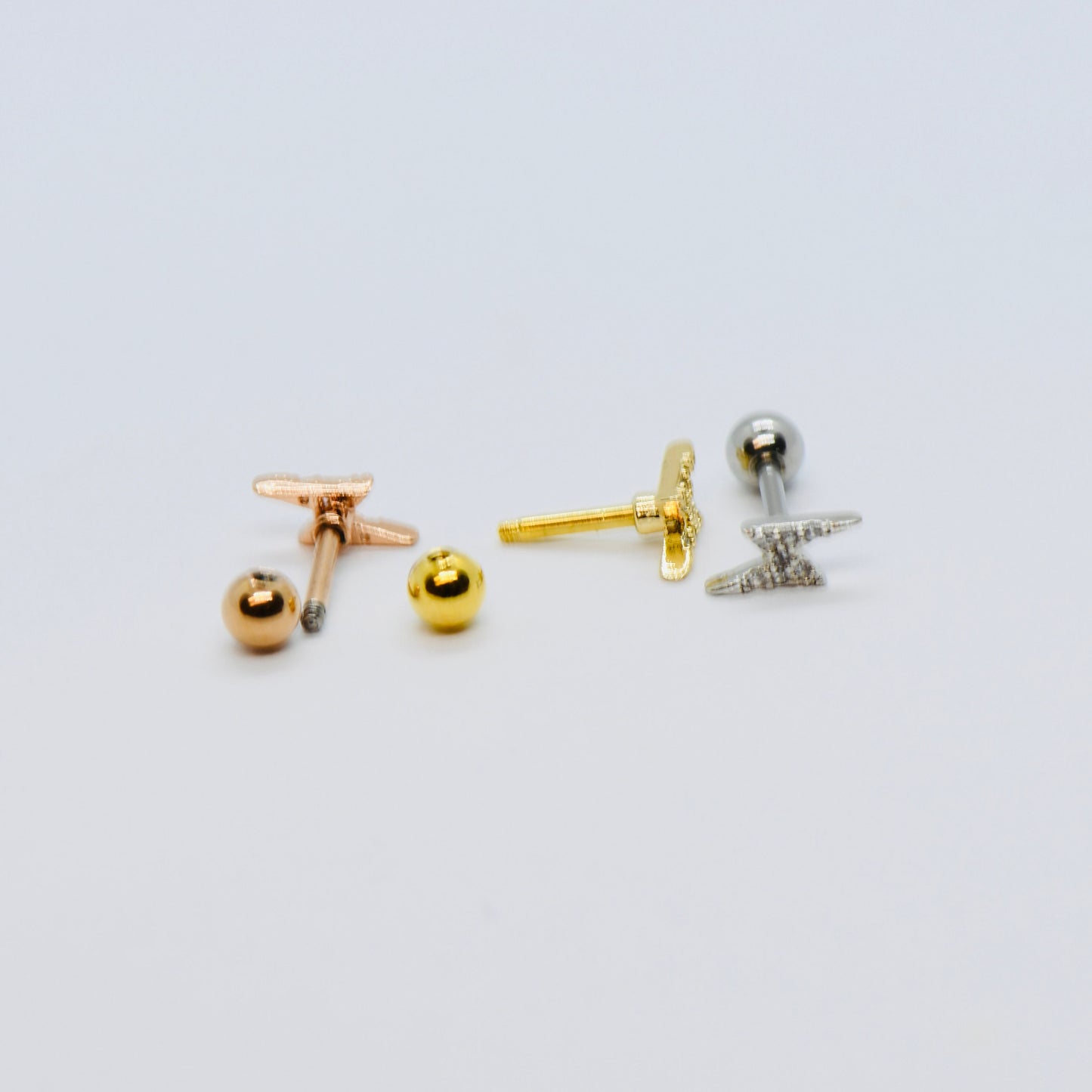 16G 316L Surgical Steel Lighting Bolt Stud Earring Nose Stud