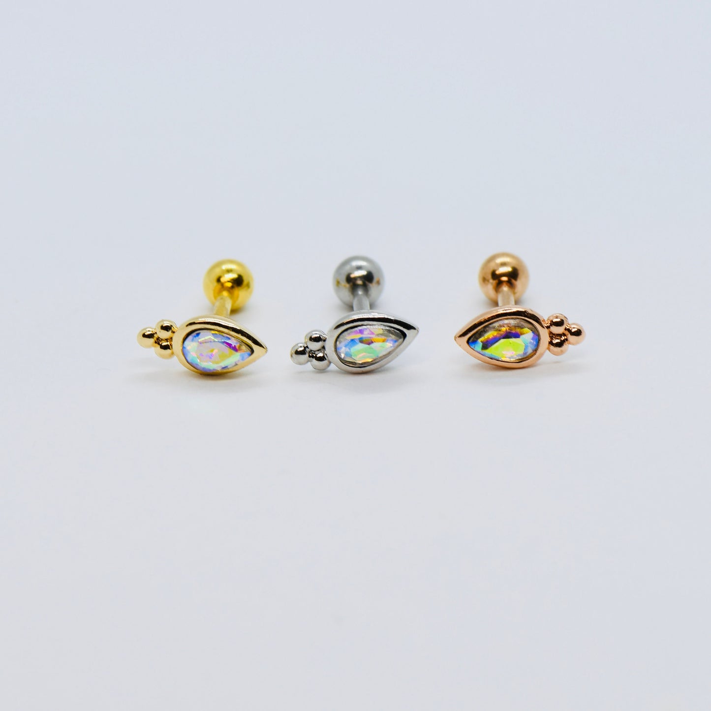 16G 316L Surgical Steel AB CZ Crown Stud Earring Nose Stud