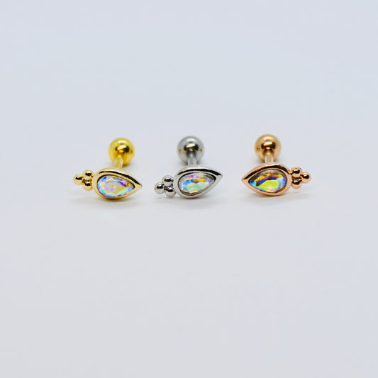16G 316L Surgical Steel AB CZ Crown Stud Earring Nose Stud