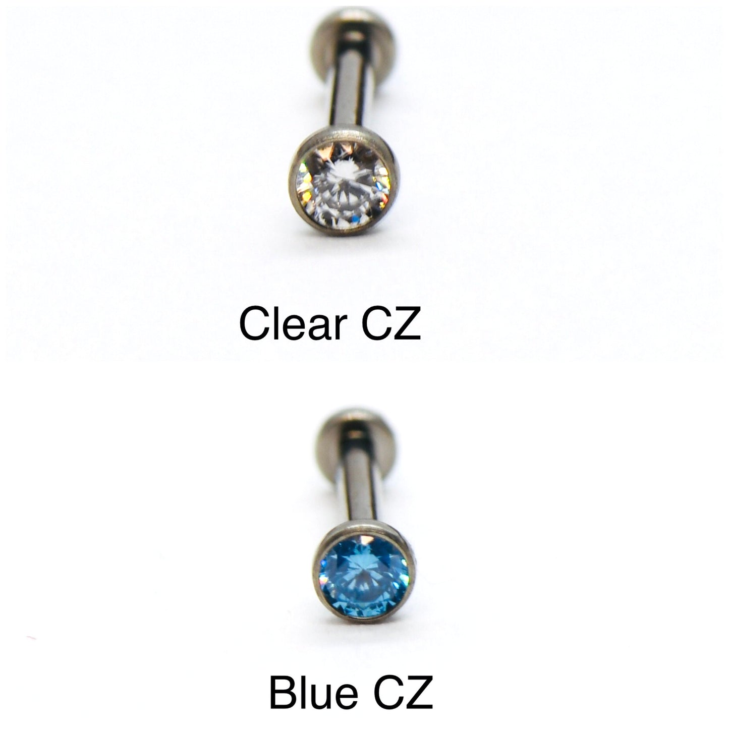 F136 Titanium Push Pin Labret With Multi Colour CZ & Opal 16g, 18g, 20g