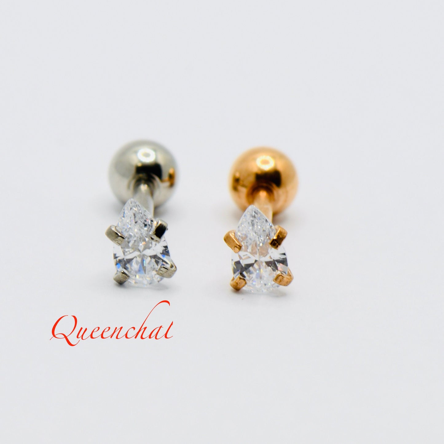 16G 316L Surgical Steel Tear Drops Cartilage Stud Earring