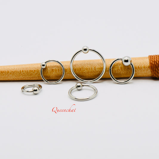 16G 316L Surgical Steel Segment Ring With a Bead Hinged Clicker Helix, Conch, Septum Ring BCR Shaped Segment Ring