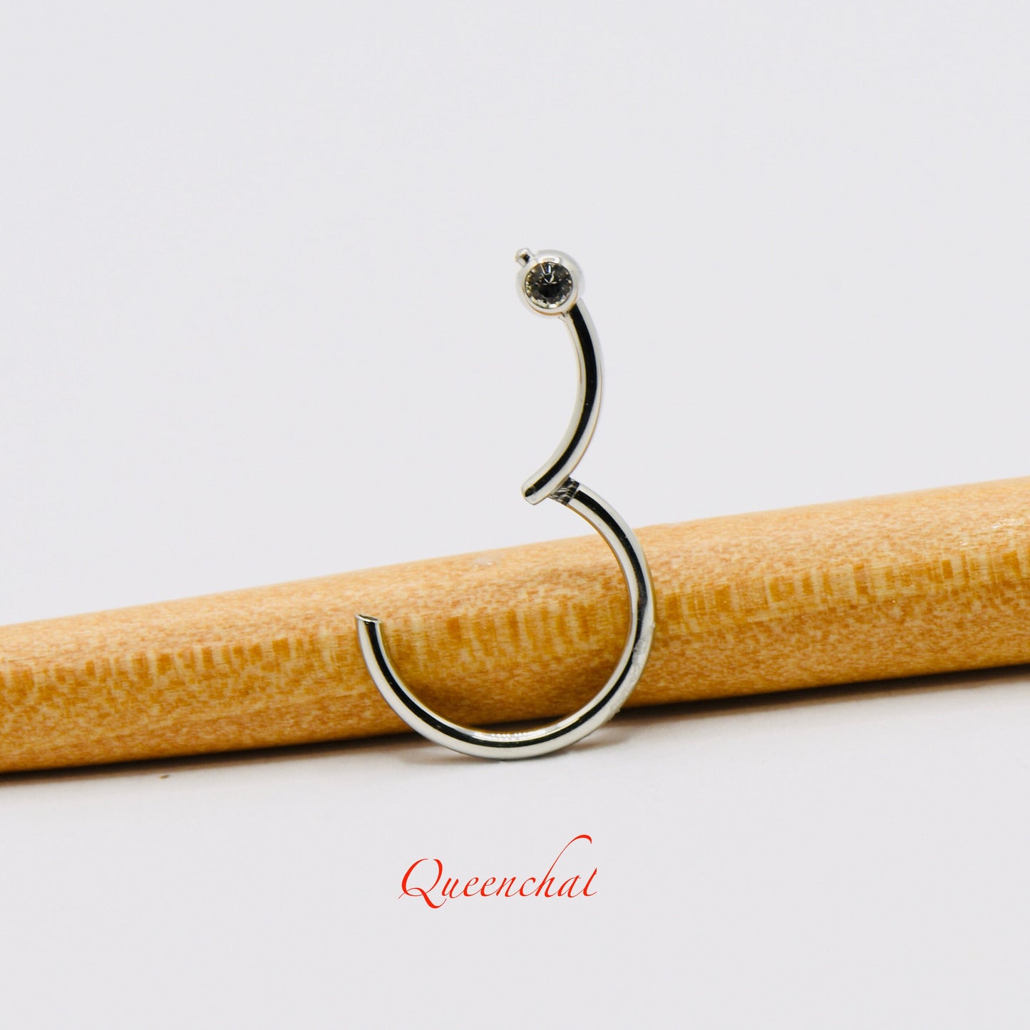 16G 316L Surgical Steel Segment Ring With a CZ Bead Hinged Clicker Helix, Conch, Septum Ring BCR Shaped Segment Ring