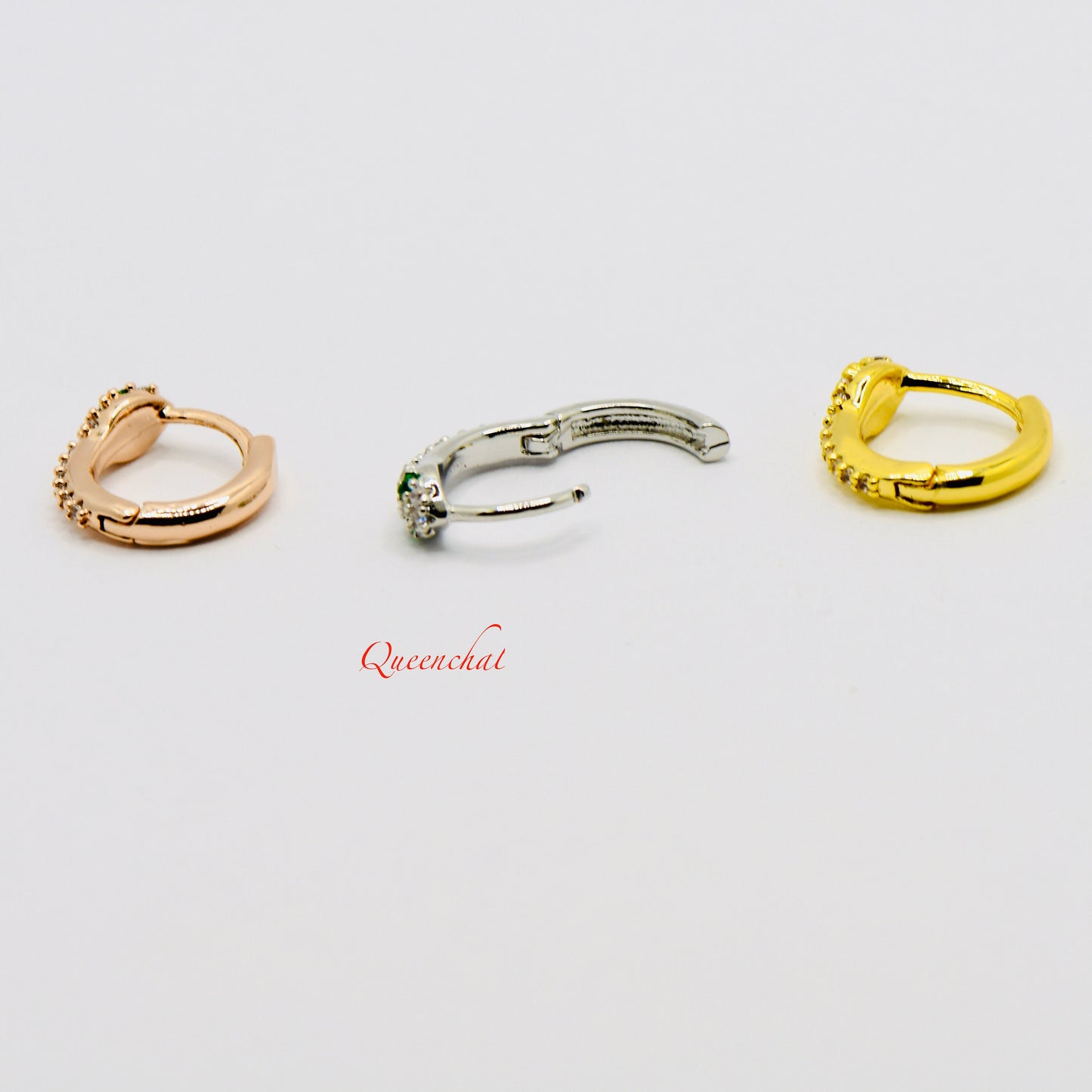 316L Surgical Steel 20g Snake Nose Ring Clicker Earring Cartilage Ring With Green CZ Huggie Hoops Huggie Earrings