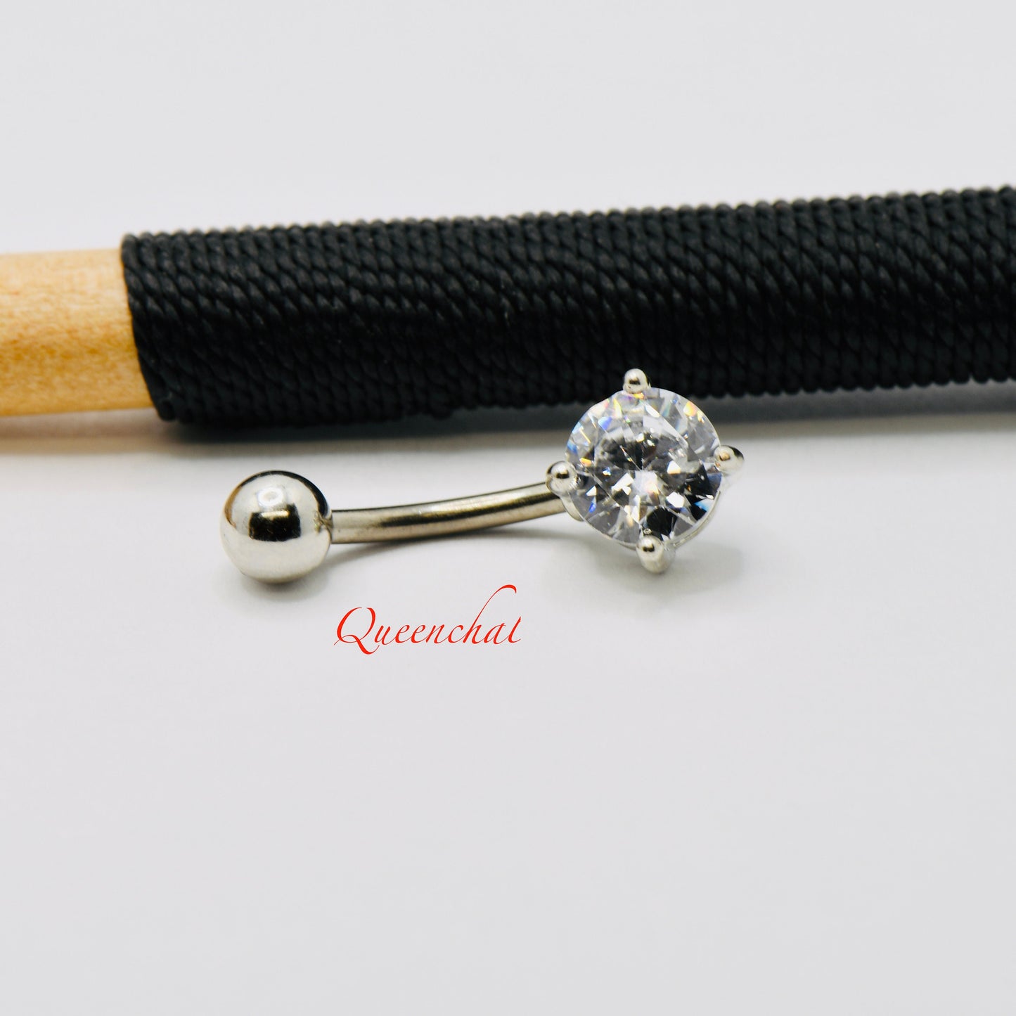 316L Surgical Steel 14G CZ Belly Bar, Navel Ring