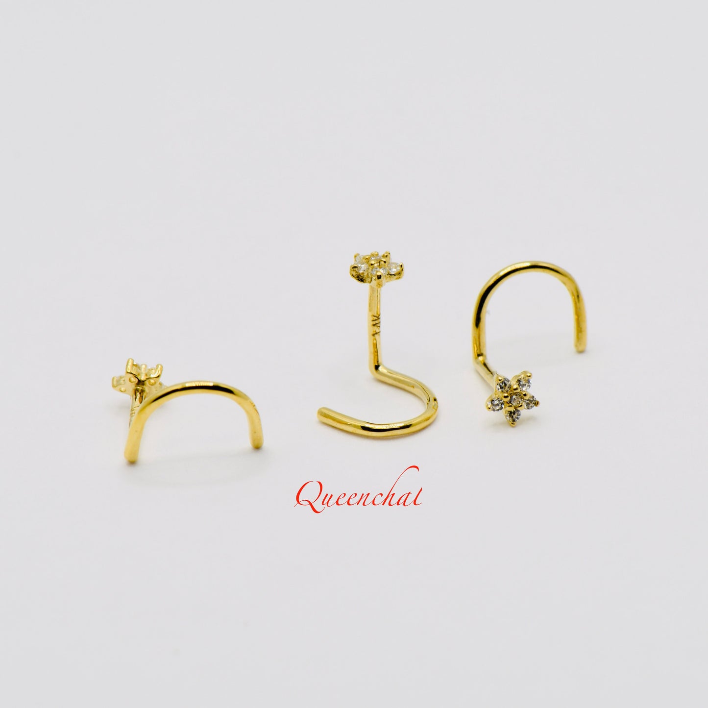 20G 14K Solid Gold Flower Nose Stud