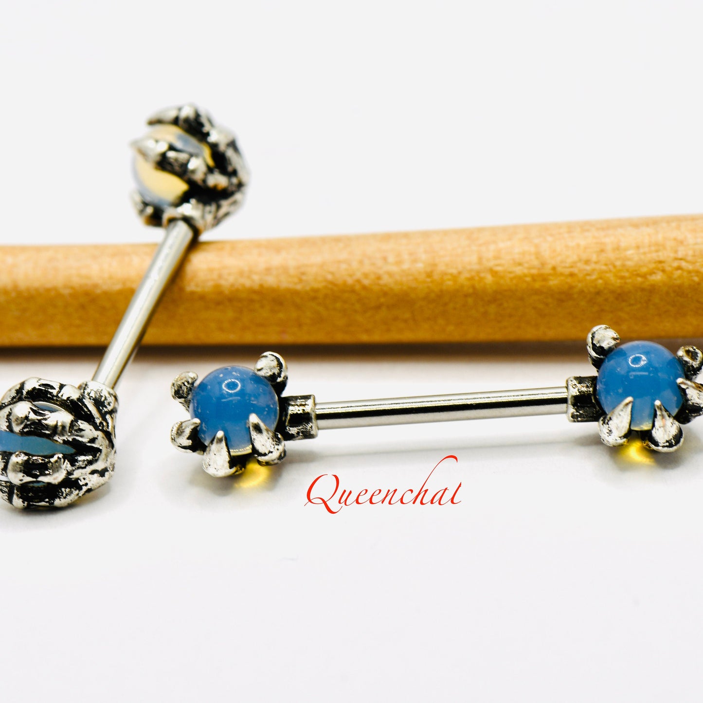 316L Surgical Steel 14G Claw Hand Nipple Bars With Crystals