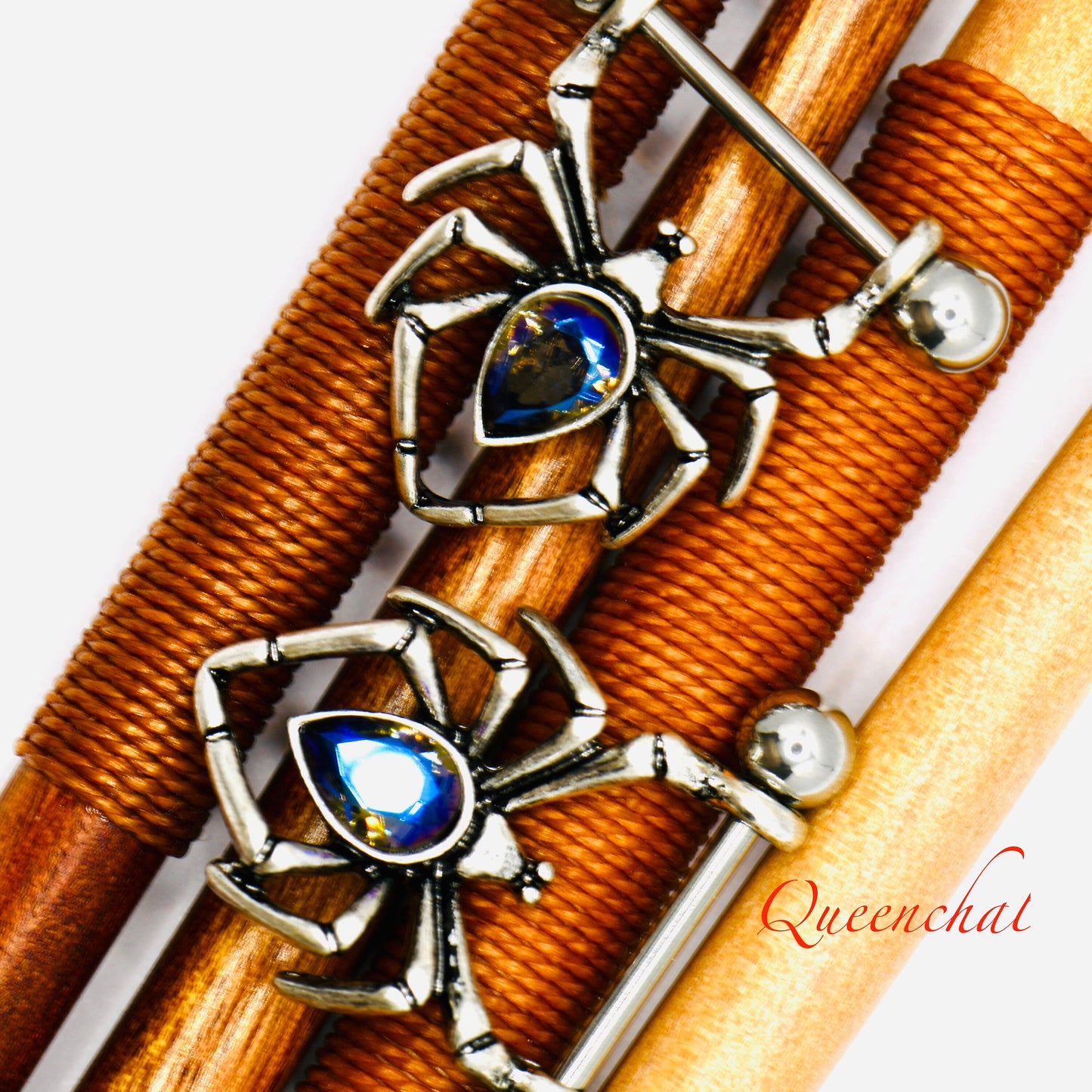 316L Surgical Steel 14G Spider Nipple Bars With Blue CZ Spider Nipple Rings