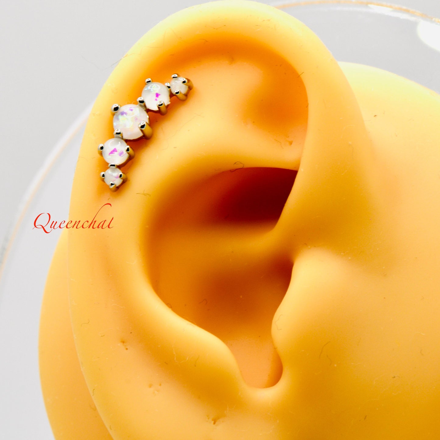 16G 316L Surgical Steel White Opalic Gems Stud Earring, Cartilage Stud Body Piercing Jewellery