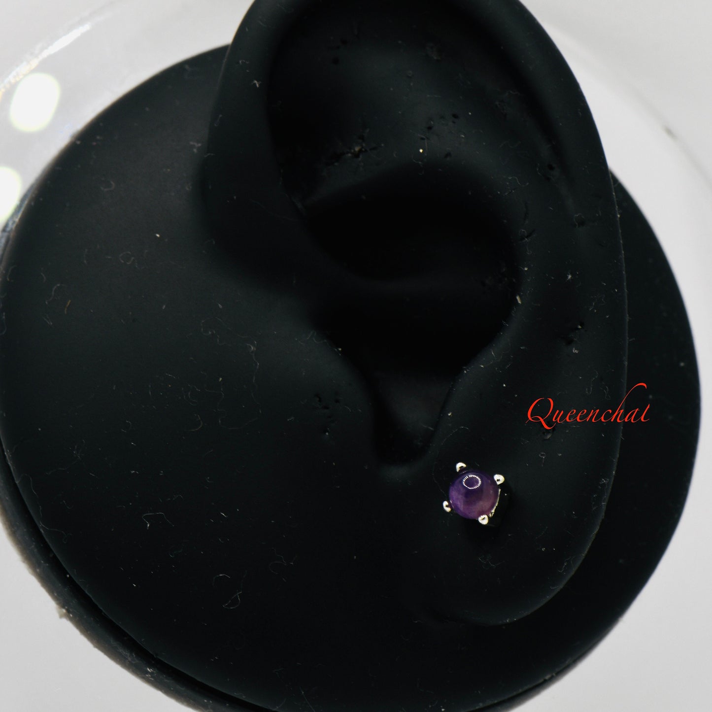 16G 316L Surgical Steel Amethyst Round Stud Earring, Cartilage Stud Body Piercing Jewellery