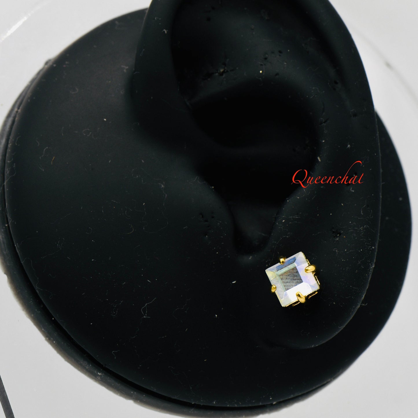 16G 316L Surgical Steel Rainbow Crystal Faceted Stud Earring, Cartilage Stud Body Piercing Jewellery
