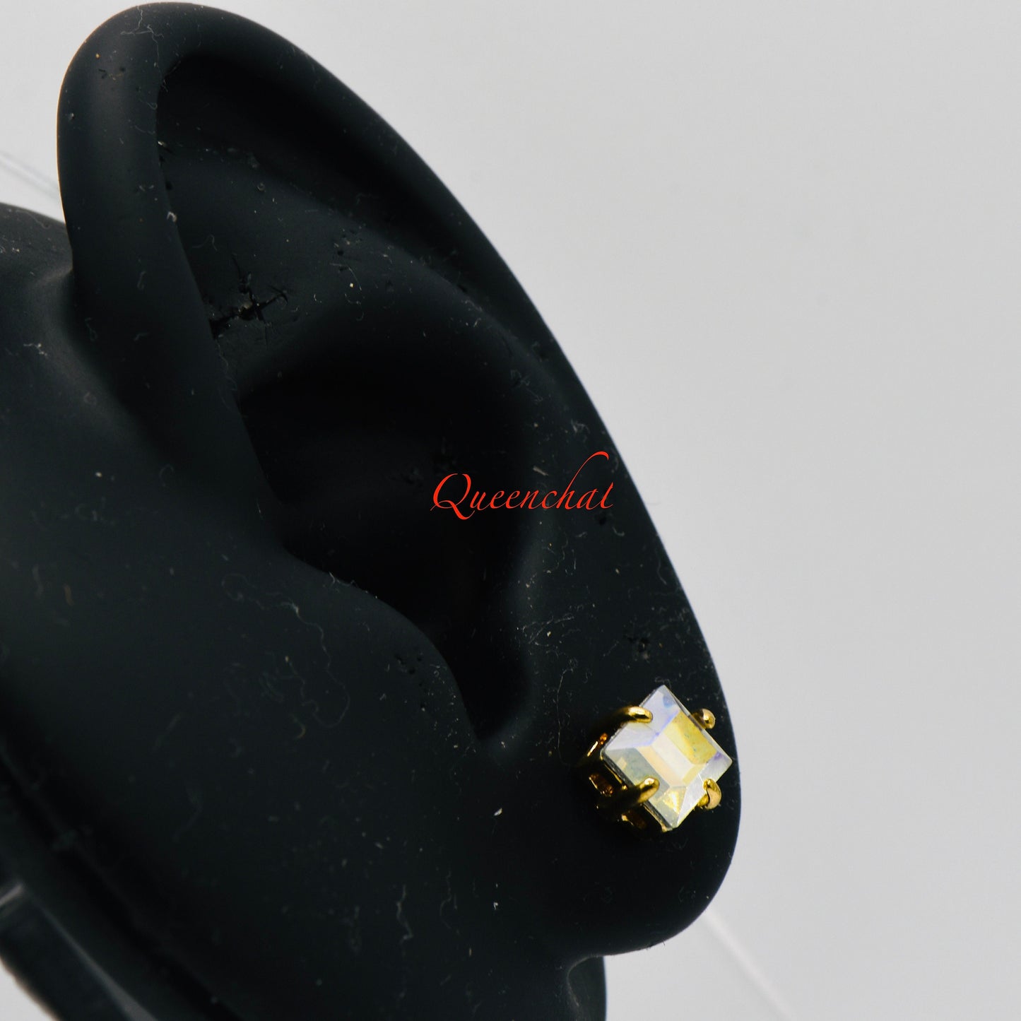 16G 316L Surgical Steel Rainbow Crystal Faceted Stud Earring, Cartilage Stud Body Piercing Jewellery