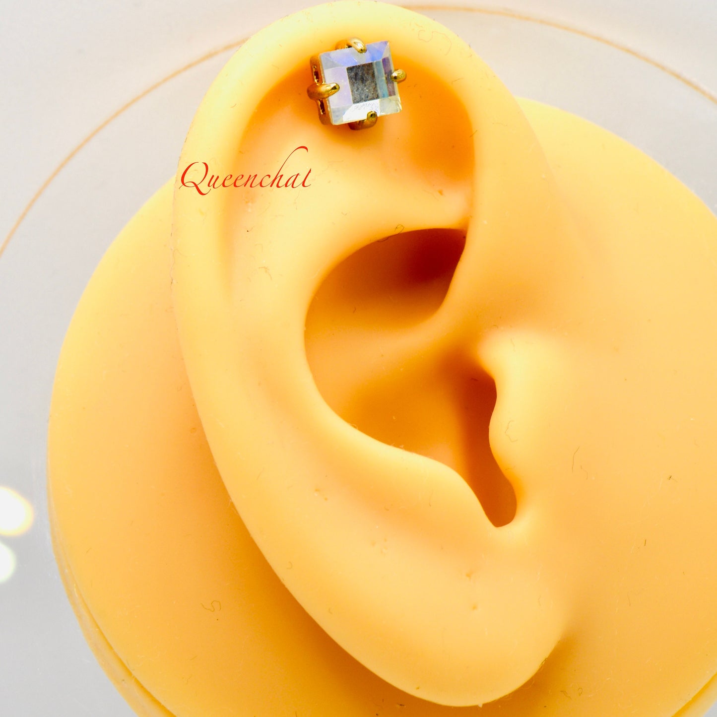 16G 316L Surgical Steel Rainbow Crystal Faceted Stud Earring, Cartilage Stud Body Piercing Jewellery