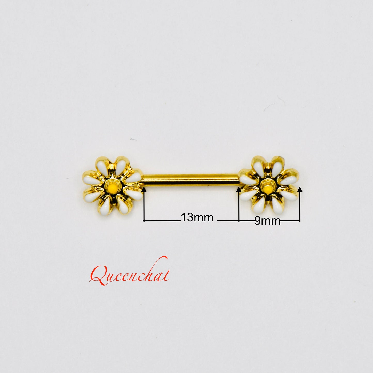 14G 316L Surgical Steel Golden Daisy Flowers Nipple Bar Nipple Piercing Body Jewellery