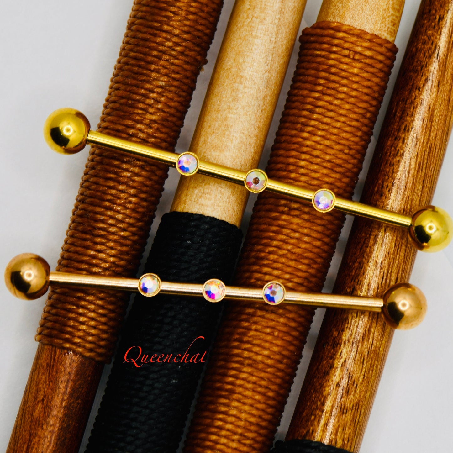 14G 316L Surgical Steel AB CZ Industrial Barbell Long Barbell Ear Piercing
