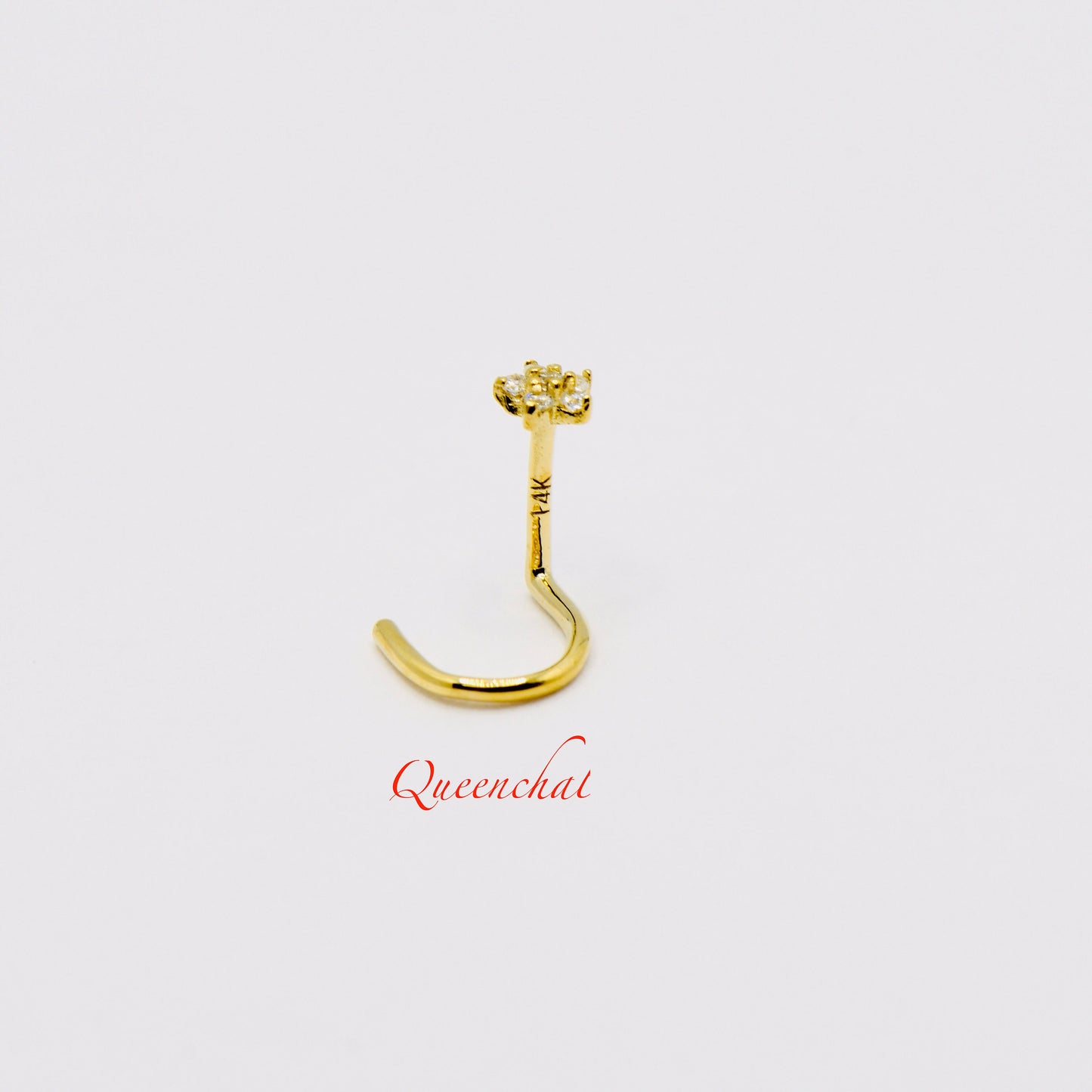 20G 14K Solid Gold Flower Nose Stud