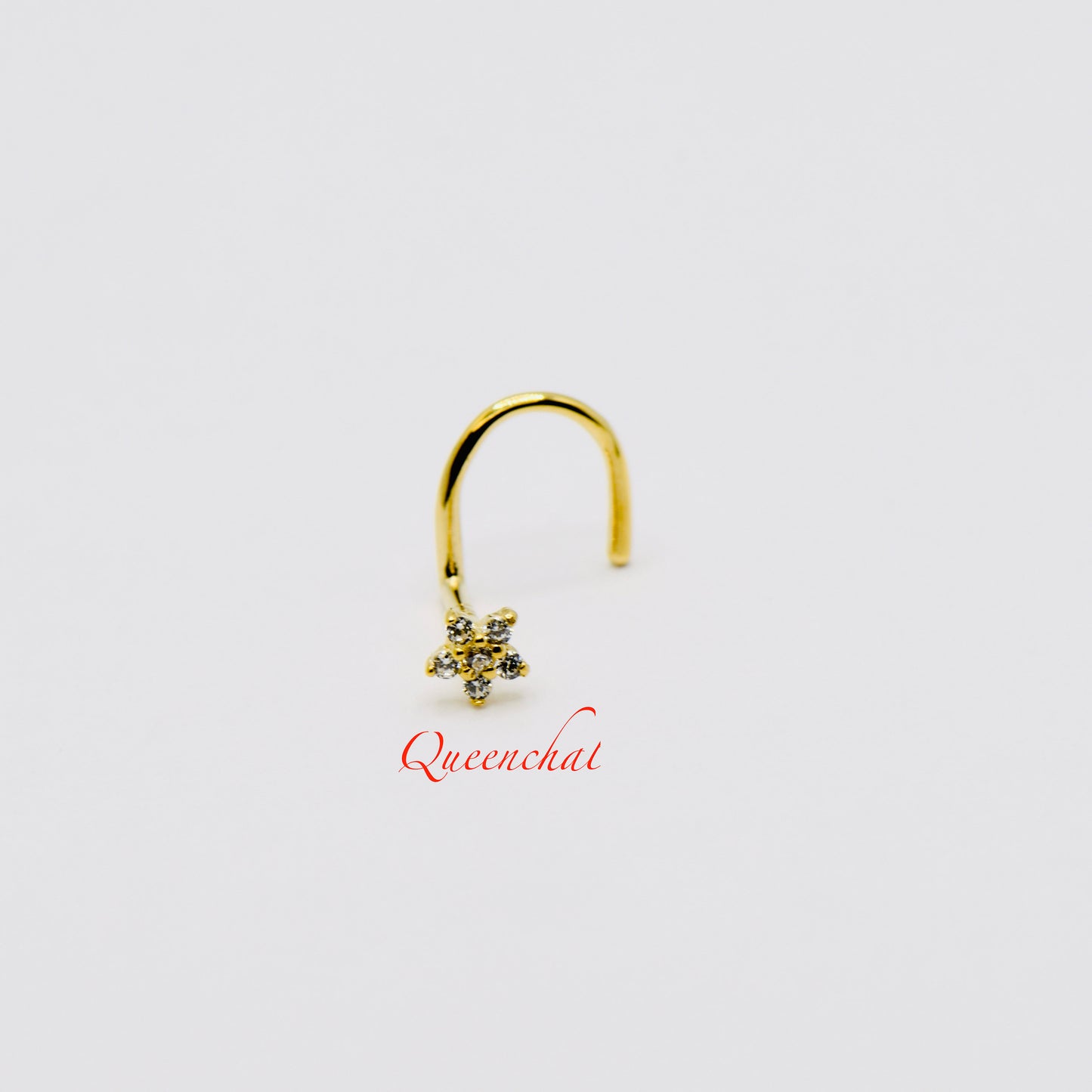 20G 14K Solid Gold Flower Nose Stud
