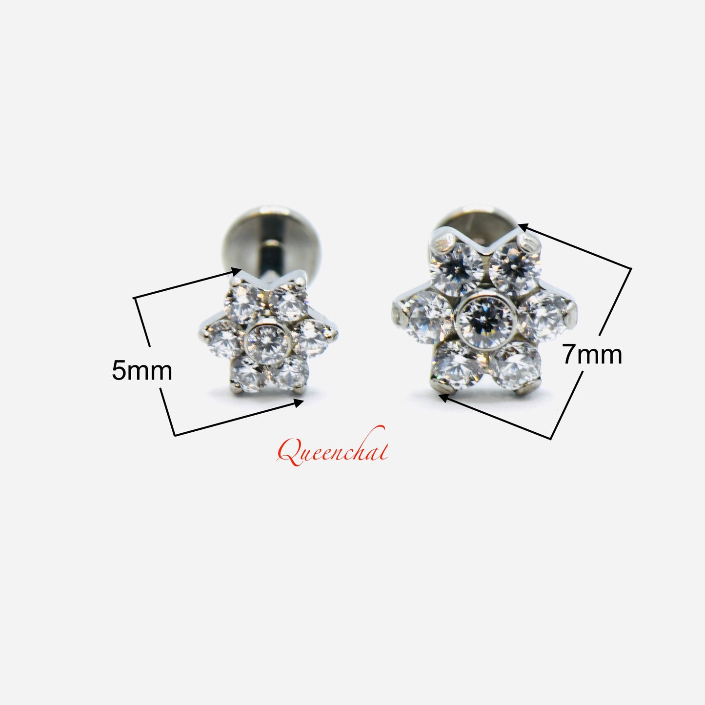 F136 Titanium 16G Flower Labret Stud Medusa Stud