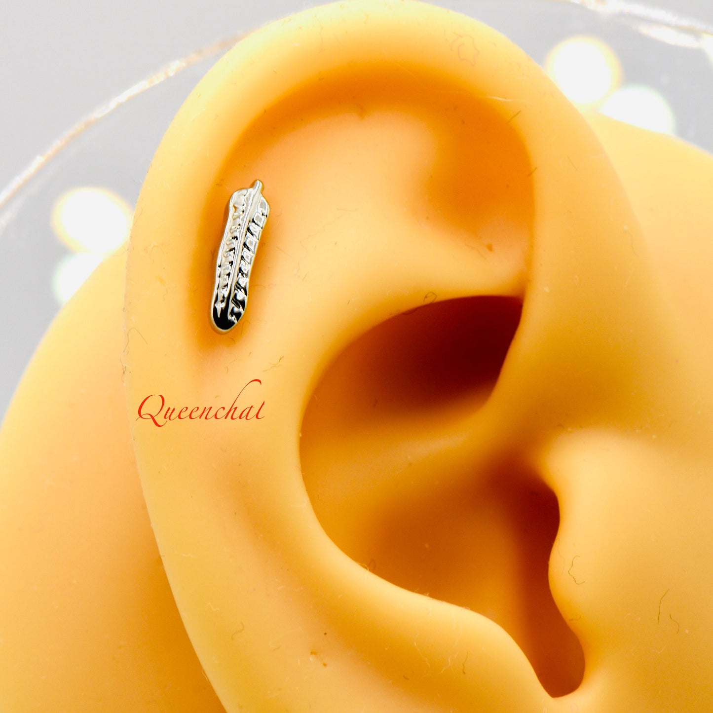 16G 316L Surgical Steel Silver Leaf Stud Earring, Cartilage Stud Body Piercing Jewellery