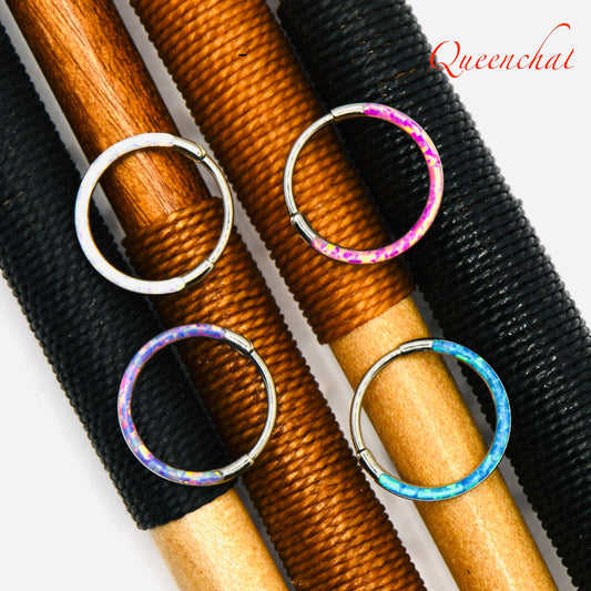 F136 Titanium 20G Opal Segment Ring Hinged Septum Clicker Ring Conch Tragus Helix Hoop 6mm, 8mm, 10mm