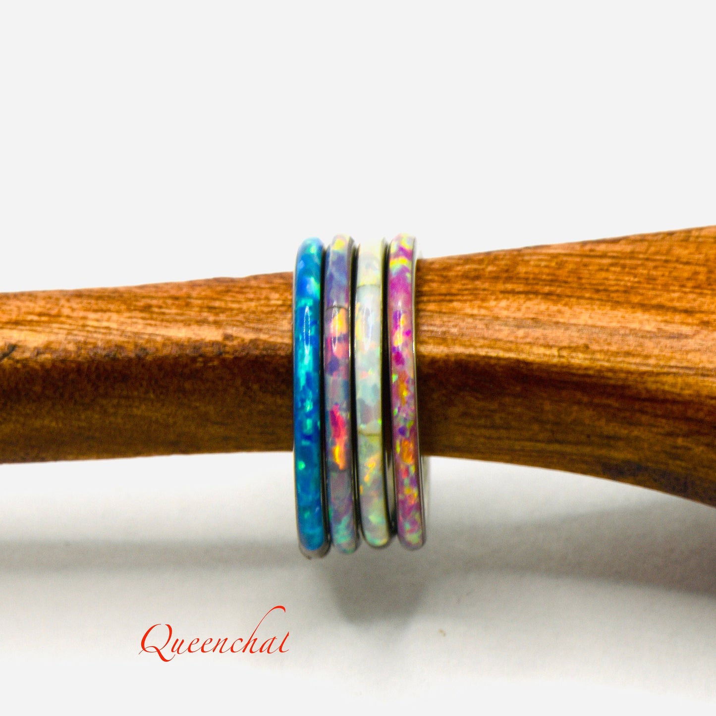 F136 Titanium 16G Opal Segment Ring Hinged Septum Clicker Ring Conch Tragus Helix Hoop