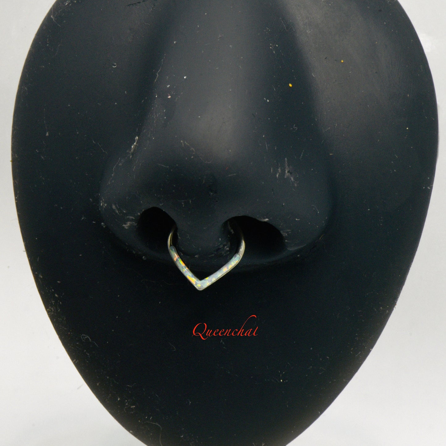 F136 Titanium 16G Opal V Shape Nose Ring Septum Clicker Cartilage Ring Hinged Segment Ring 8mm