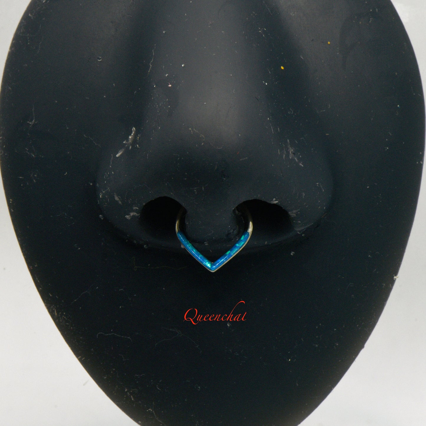 F136 Titanium 16G Opal V Shape Nose Ring Septum Clicker Cartilage Ring Hinged Segment Ring 8mm
