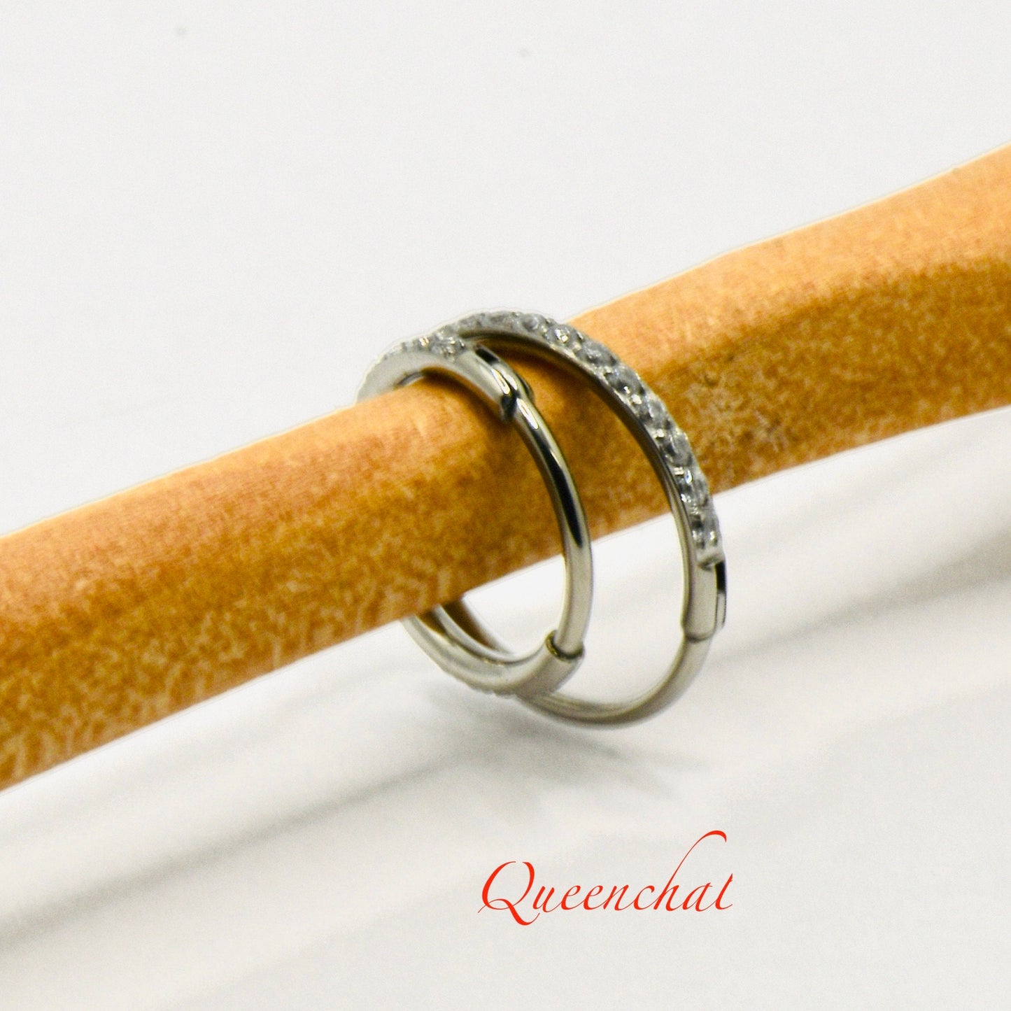 F136 Titanium 18G, 20G CZ Segment Ring Hinged Septum Clicker Ring Conch Tragus Helix Hoop