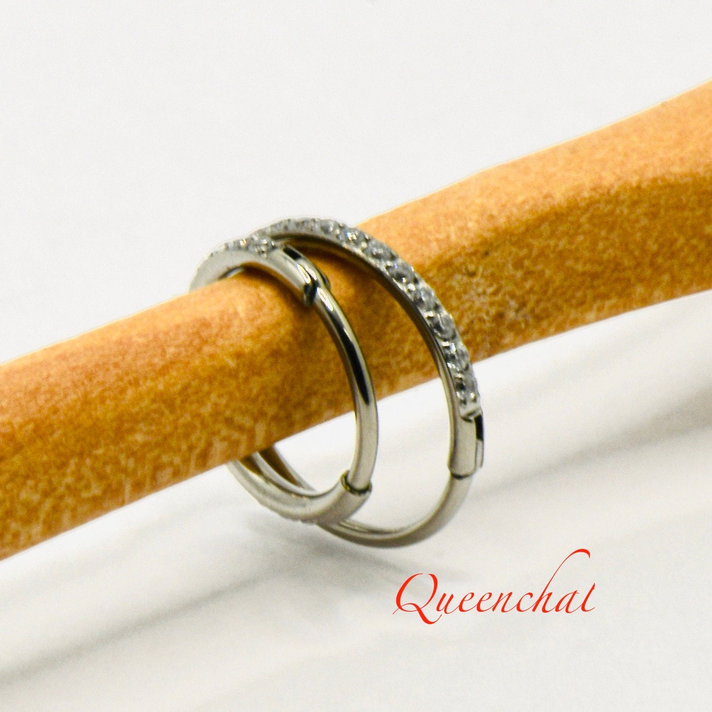 F136 Titanium 18G, 20G CZ Segment Ring Hinged Septum Clicker Ring Conch Tragus Helix Hoop