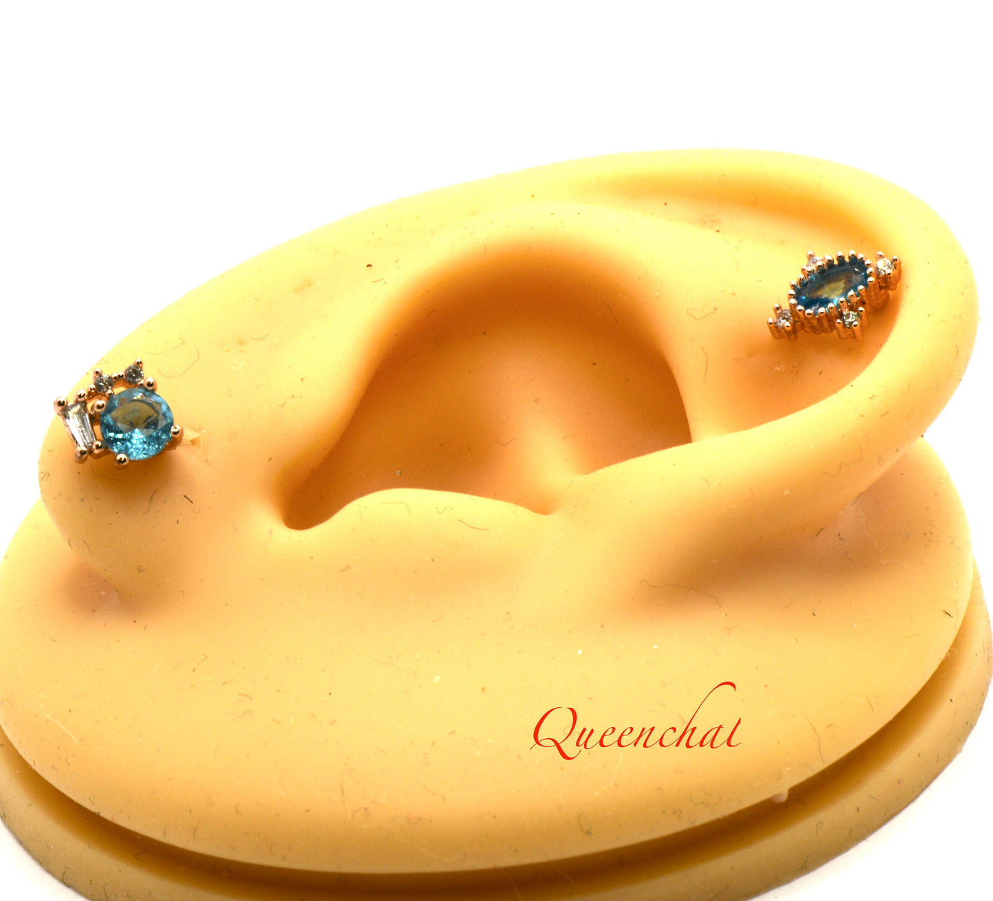 16G 316L Surgical Steel Light Blue Crystal Stud Earring, Cartilage Stud Body Piercing Jewellery Gold, Rose Gold, Silver