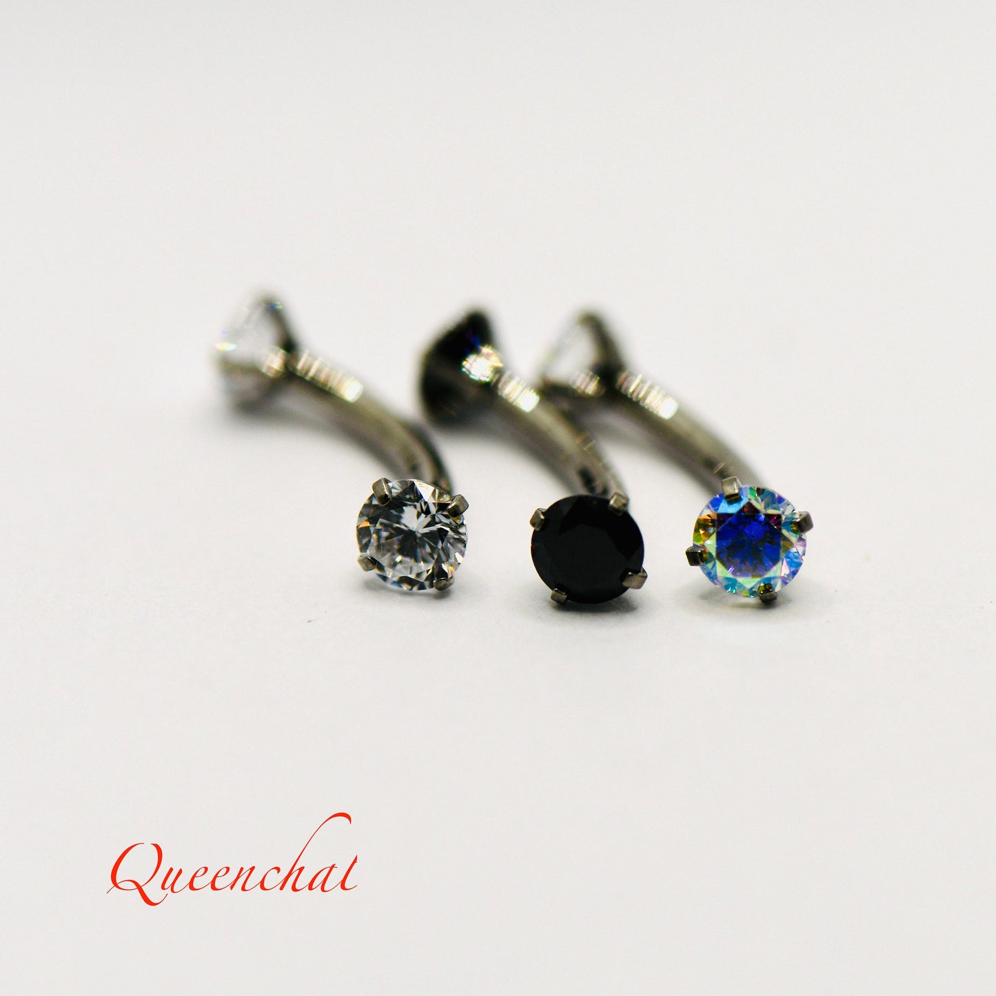 14G G23 Titanium Dainty Crystal Belly Bar Rook Piercing Curve Barbell Eyebrow Bar Internally Threaded Bridge Bar