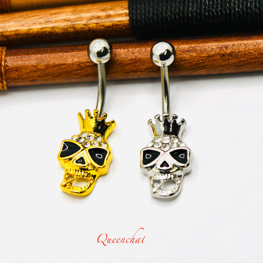 14G 316L Surgical Steel Hallowe'en Skeleton Spooky Belly Bar