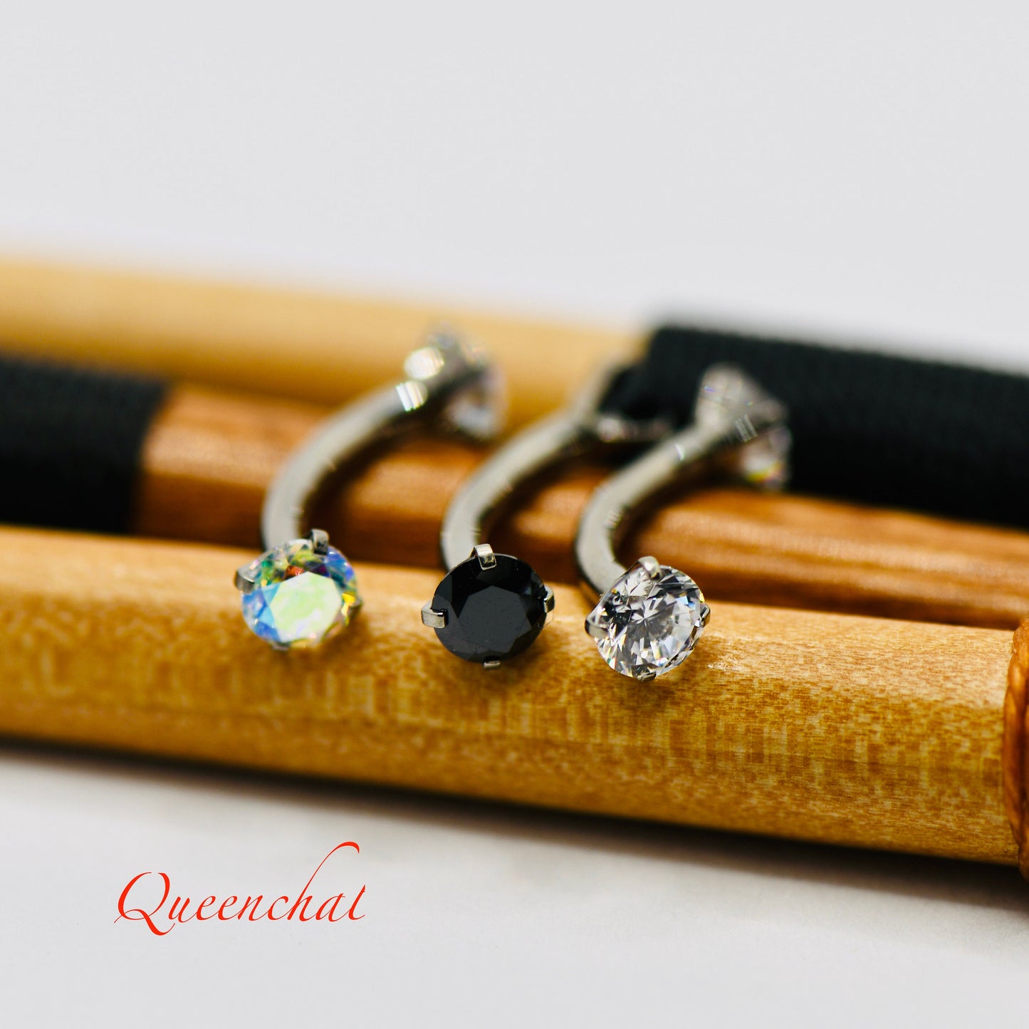 14G G23 Titanium Dainty Crystal Belly Bar Rook Piercing Curve Barbell Eyebrow Bar Internally Threaded Bridge Bar