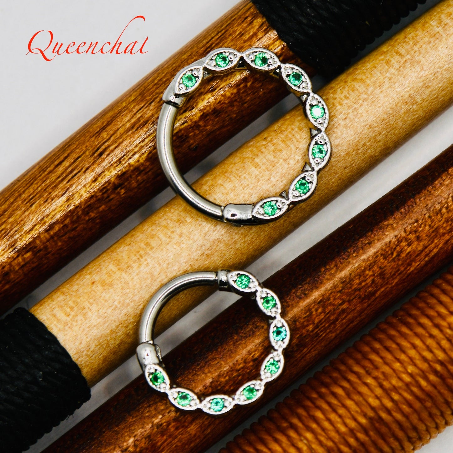 16G 316L Surgical Steel Green CZ & Orange CZ Pave Septum Ring Cartilage Piercing Earring CZ Pave Gold Silve Clicker Ring