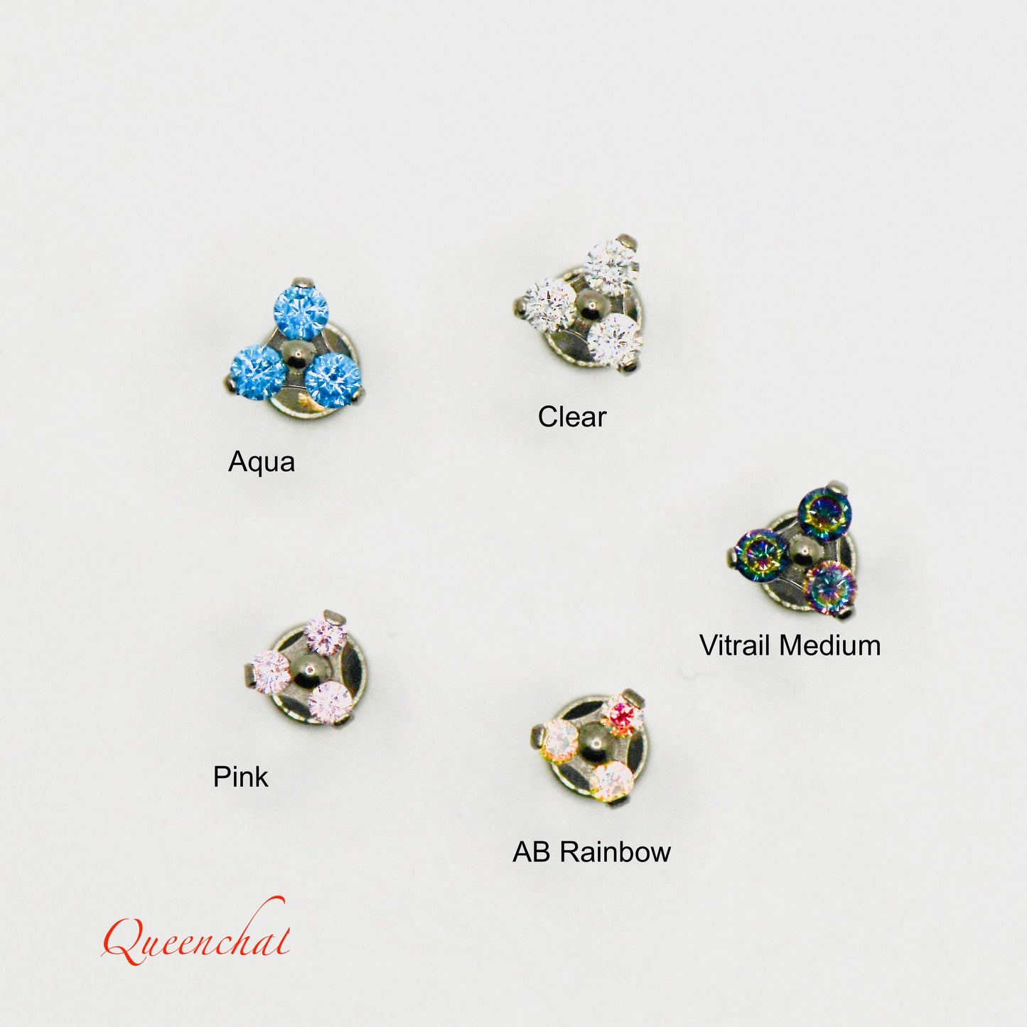 20G 18G 16G F136 Implant Grade Titanium Trinity Petals Push Pin Labret Three Petals Flower Labret Threadless Multicolour Stud Earring