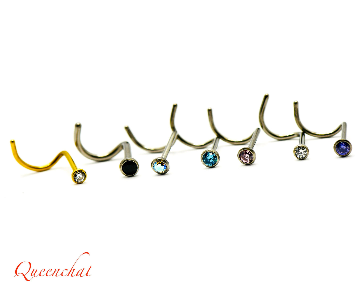 22G, 20G, 18G F136 Titanium CZ Nose Stud