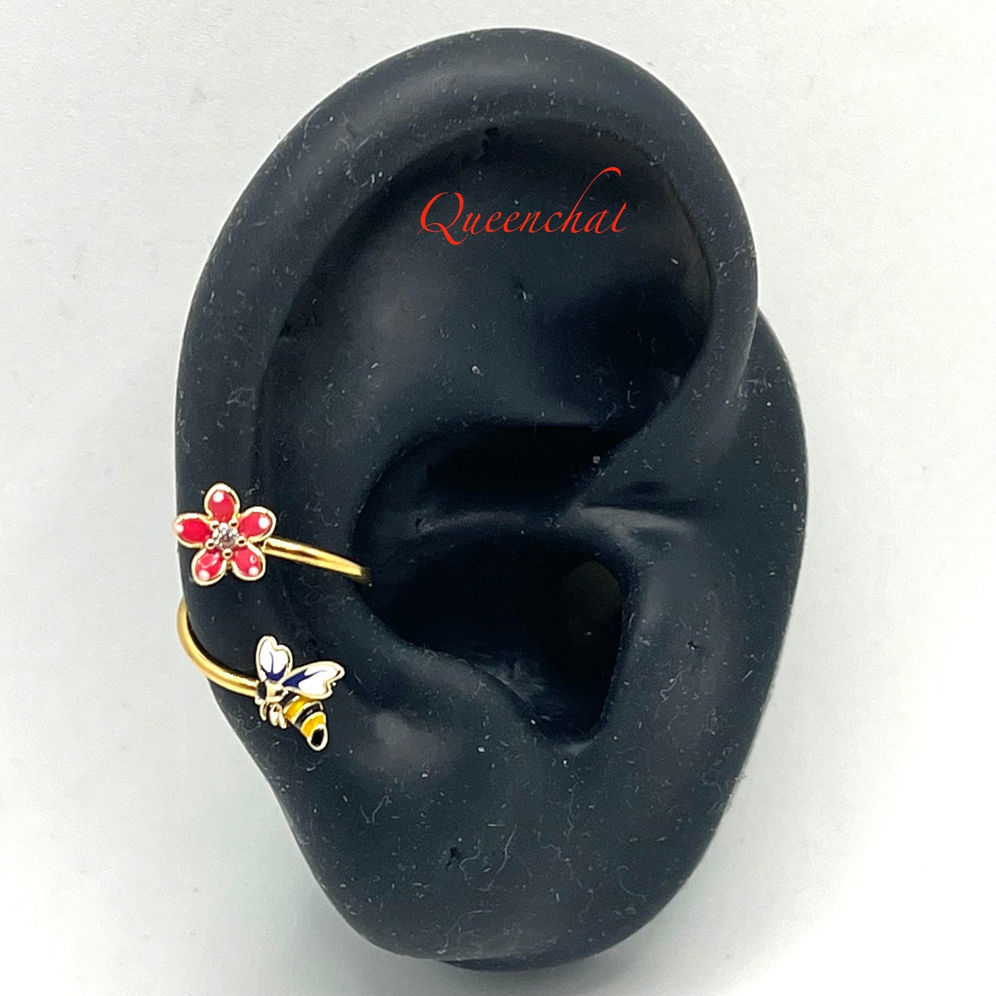 Twisted Conch Earring 316L S/S Bee, Flower, Amethyst 16G Twist Lip Spiral Ring Belly Bars Cartilage Earring Piercing Jewellery