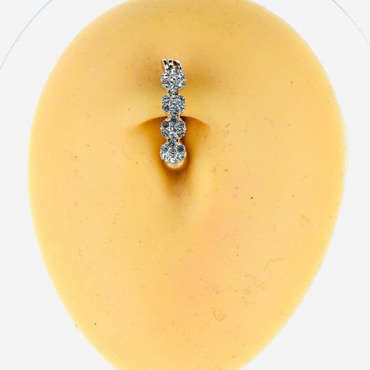 14G Sparkling Flowers Up Side Down Belly Bar, Navel Ring