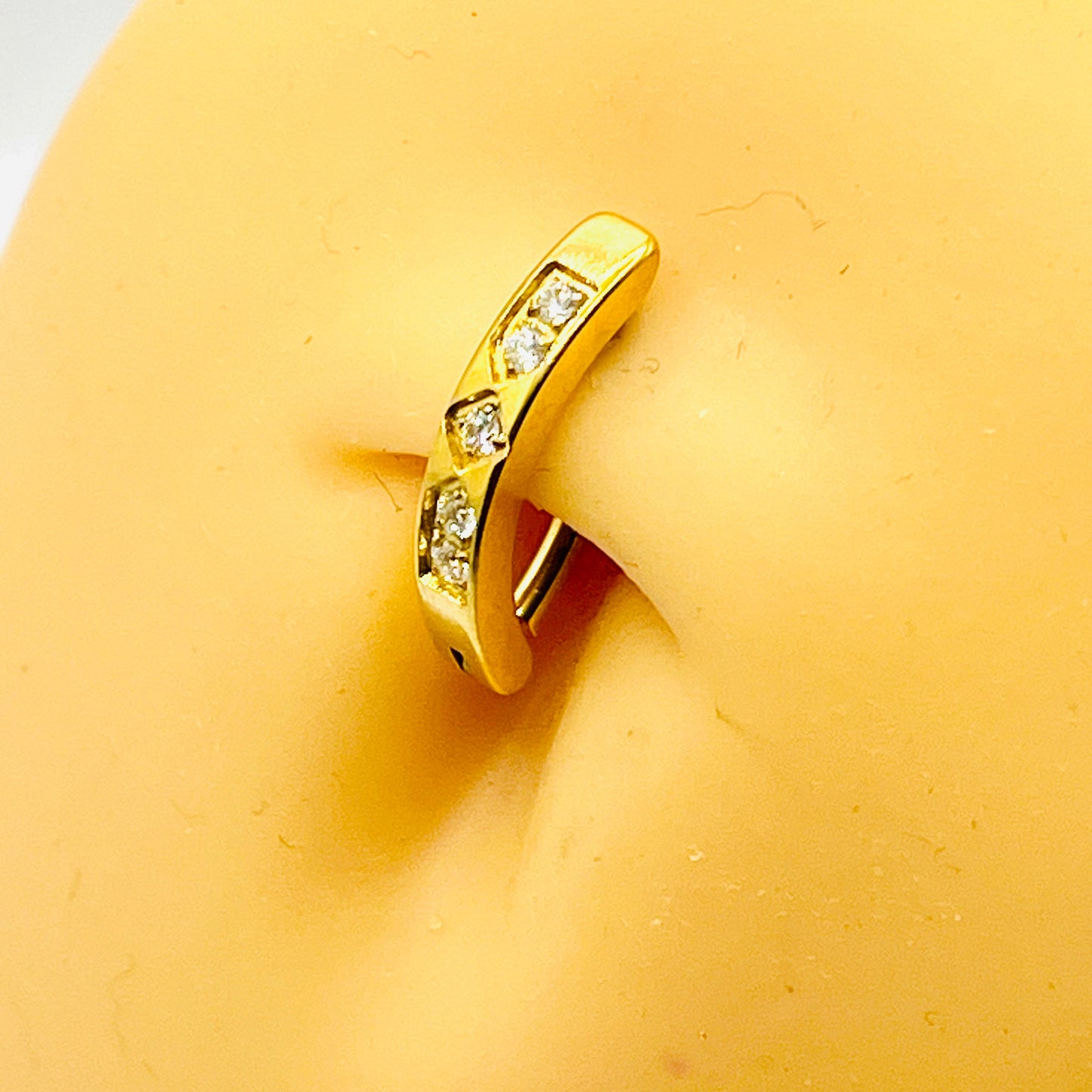 14G Minimalist Clicker Ring With Gems, Clicker Navel Ring, Belly button Clicker 10mm Belly Bar