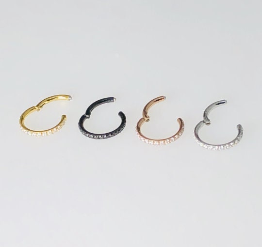 316L Surgical Steel 16G CZ micro pave Segment Ring Hinged Septum Clicker Ring Conch Tragus Helix Hoop