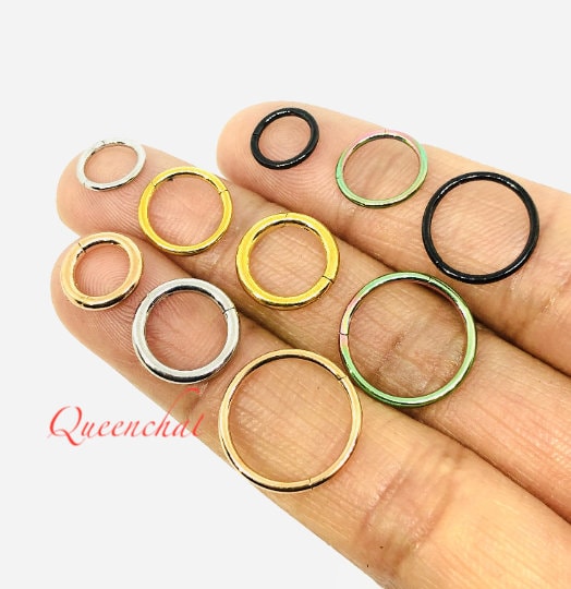 316L Surgical Steel 14G, 16G, 18G Cartilage Hoop, Segment Ring Hinged Septum Clicker Ring Conch Tragus Helix Hoop, Hinged Clicker Ring