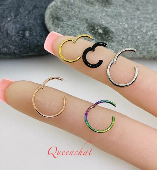 316L Surgical Steel 14G, 16G, 18G Cartilage Hoop, Segment Ring Hinged Septum Clicker Ring Conch Tragus Helix Hoop, Hinged Clicker Ring