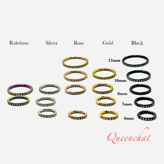 316L Surgical Steel 16G CZ micro pave Segment Ring Hinged Septum Clicker Ring Conch Tragus Helix Hoop
