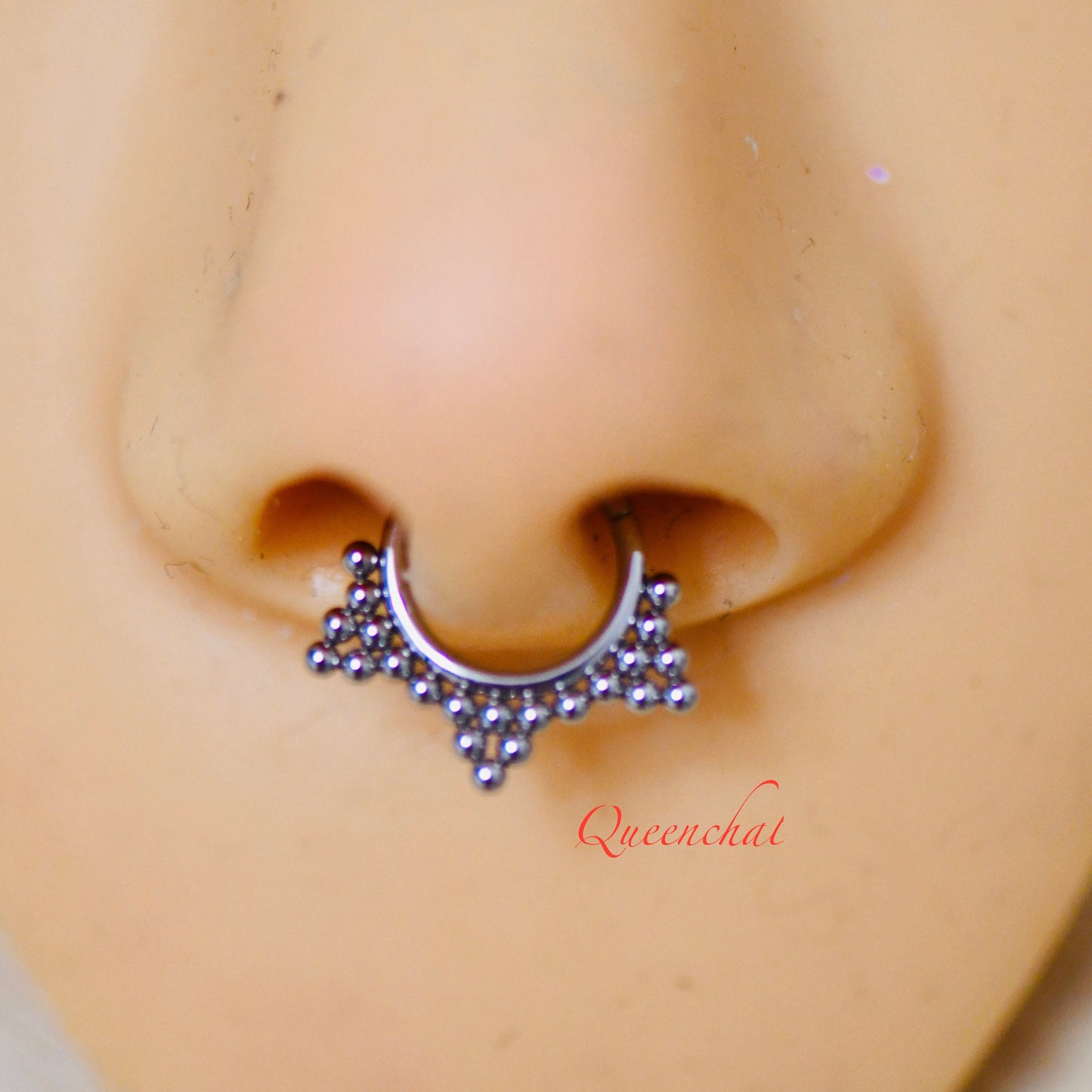 16G 316L S/S Beaded Design Hinged Segment Ring Septum Ring Nose Ring 8mm