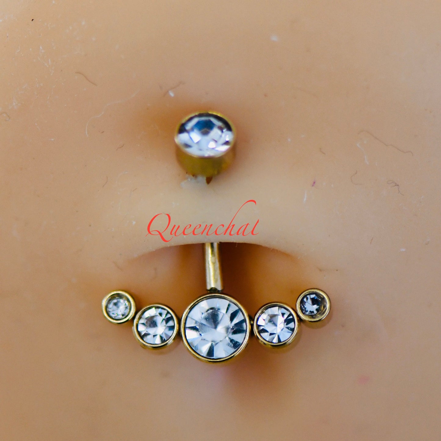 316L Surgical Steel 14G Internally Threaded CZ Belly Bar, Navel Ring Belly Piercing Jewellery Gold Navel Ring
