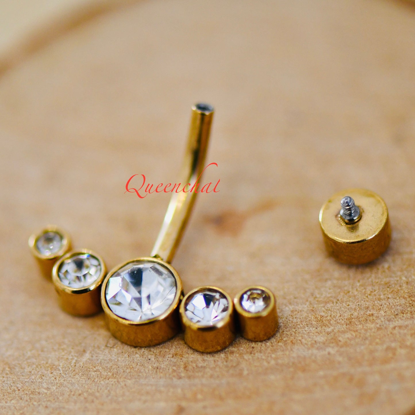 316L Surgical Steel 14G Internally Threaded CZ Belly Bar, Navel Ring Belly Piercing Jewellery Gold Navel Ring