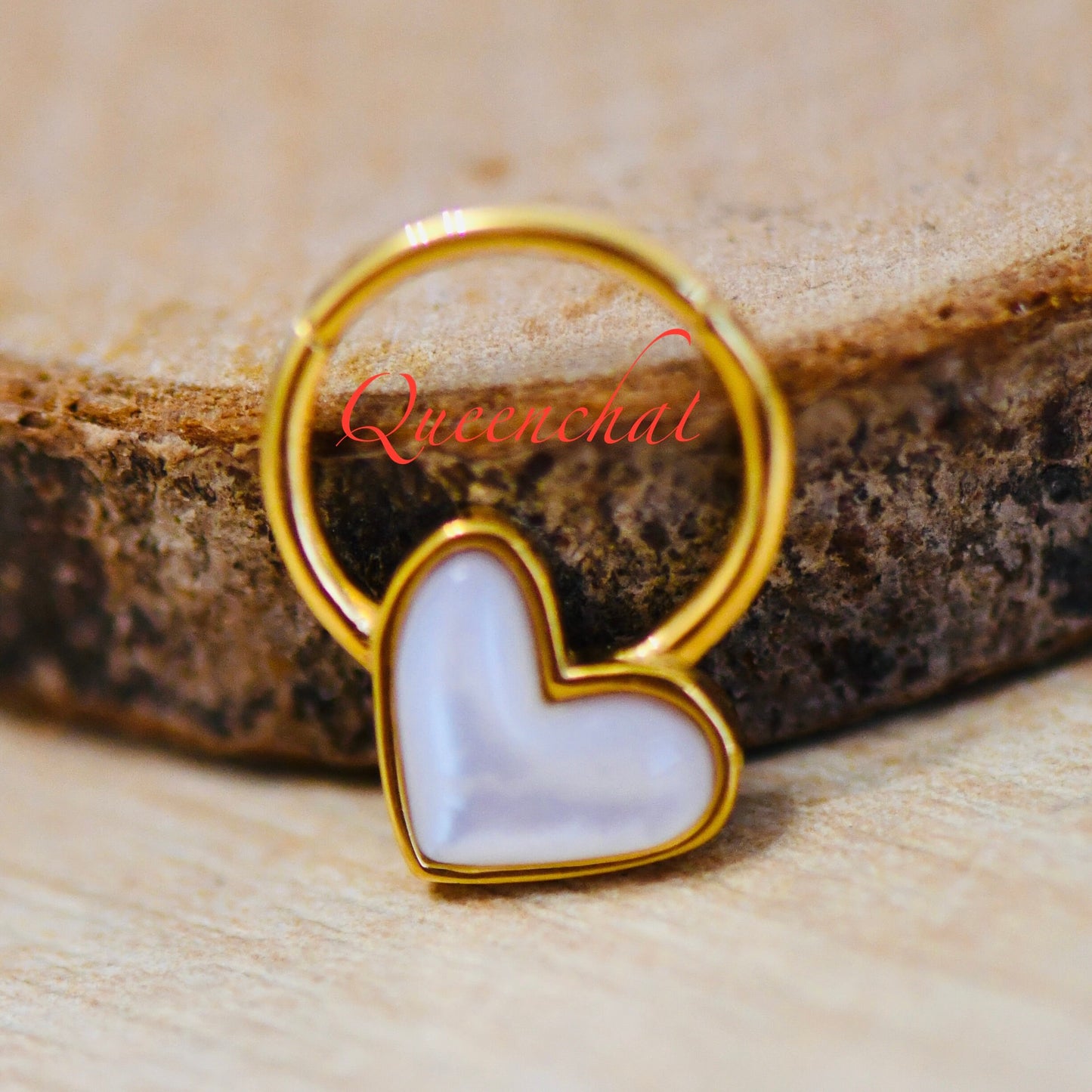 16G 316L Surgical Steel White Resin Heart Septum Ring Cartilage Piercing Daith Ring Earring Gold Clicker Ring 10mm