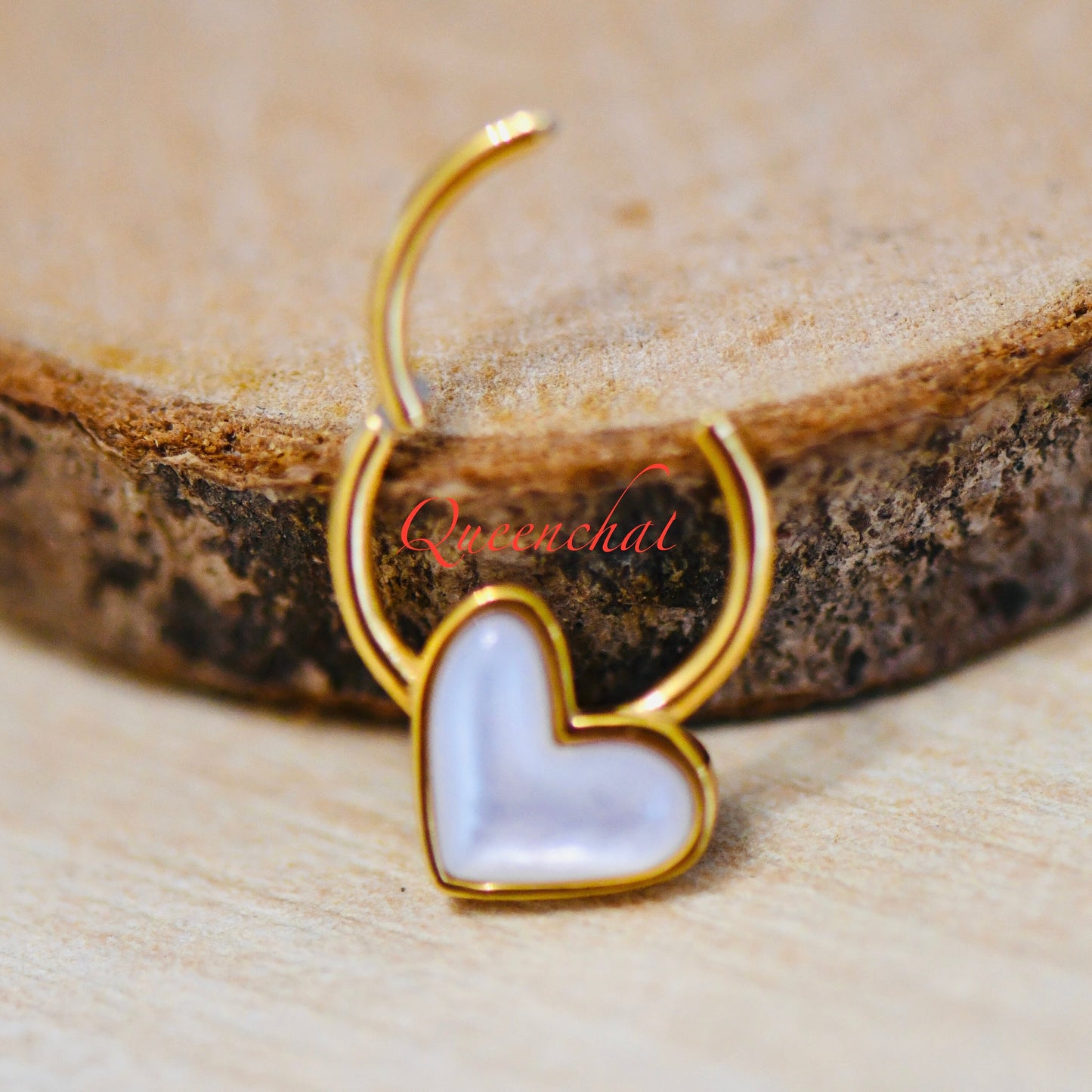 16G 316L Surgical Steel White Resin Heart Septum Ring Cartilage Piercing Daith Ring Earring Gold Clicker Ring 10mm