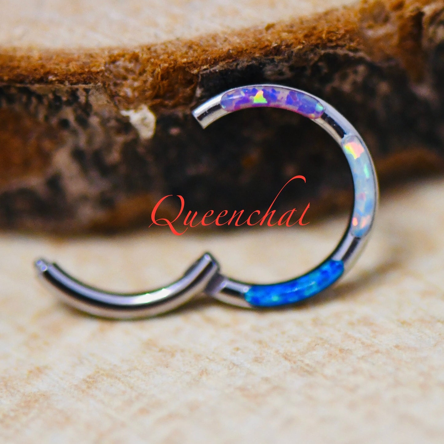 316L Surgical Steel 16G Blue, Pink & White Opal Segment Ring Hinged Septum Clicker Ring Conch Tragus Helix Hoop Three Colors Opal Ring